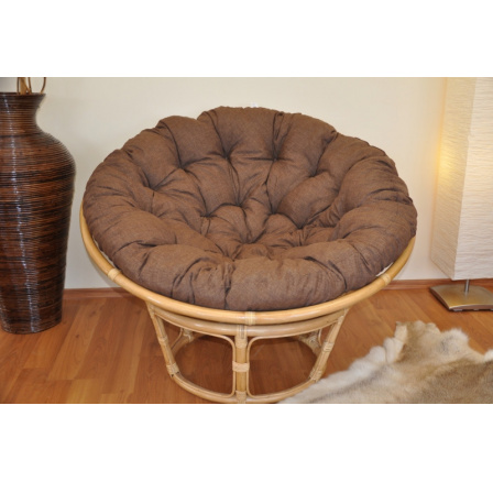 Ratanový papasan 115 cm medový - polstr hnědý melír