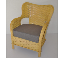 Ratanové křeslo Tokyo medové polstr šedý melír