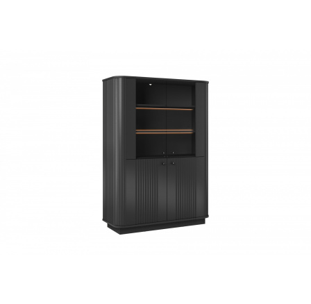 VESPER VITRÍNA 103 4D - černý MDF / černý MDF / černé úchyty / sokl
