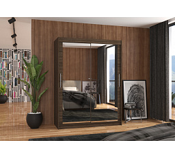 Posuvná skříň se zrcadlem PERMO 150 Choco+Choco