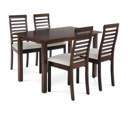 Jídelní set s 4 židlemi, 120x75x75cm, masiv, ořech, AUT-4000 WAL