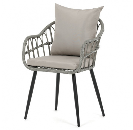 Zahradní židle, kov, polyratan, šedá, AZ-F1406 GREY