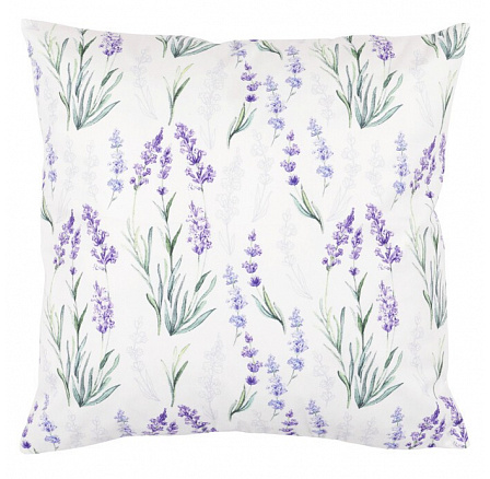 Polštář s výplní - sametový, s levandulemi, 100% polyester, 45 x 45 cm