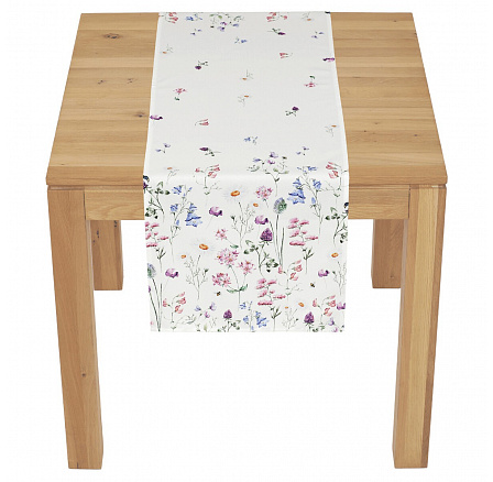 Běhoun - barevné luční kvítí, bílý základ, 100 % polyester, 40 x 150 cm Běhoun - barevné luční kvítí, bílý základ, 100 % polyester, 40 x 150 cm