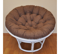 Ratanový papasan 100 cm bílý, polstr hnědý melír