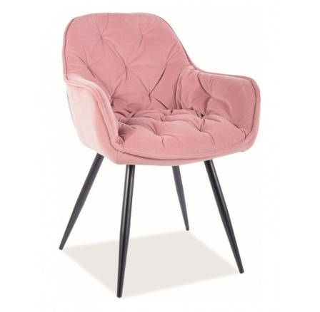 Jídelní židle CHERRY MATT starorůžový Velvet 63/černý mat