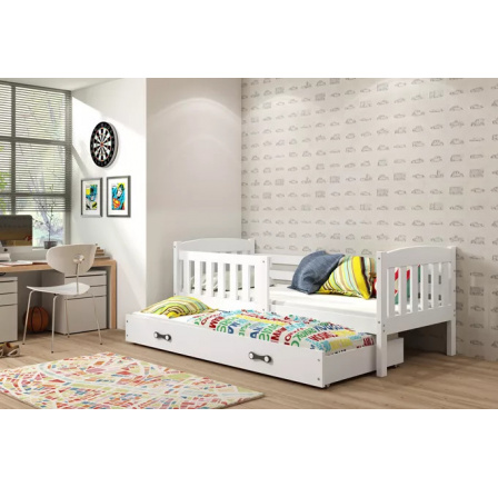 Dětská postel KUBUS s přistýlkou 80x190 cm, s matracemi, Bílá/Bílá