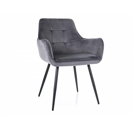 Jídelní židle LEMON VELVET, Šedý Bluvel 14/Černá