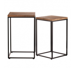 Stojan na květiny - kov, dřevěná deska, cena za sadu 2 ks