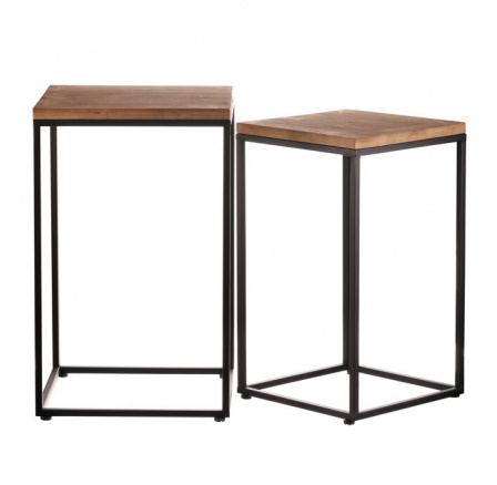 Stojan na květiny - kov, dřevěná deska, cena za sadu 2 ks Stojan na květiny - kov, dřevěná deska, cena za sadu 2 ks