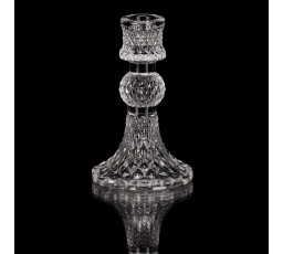 Svícen skleněný - 13 cm, na kónickou svíčku, čirý