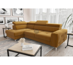 Rohová sedací souprava s funkcí spaní ORION 165x255 - žlutá, levá