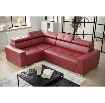 Rohová sedací souprava MARGO II 270×197 přírodní kůže - červená kůže , levá Rohová sedací souprava MARGO II 270×197 přírodní kůže - červená kůže , levá