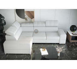 Rohová sedací souprava ROYAL II 280×210 přírodní kůže - bílá kůže , levá