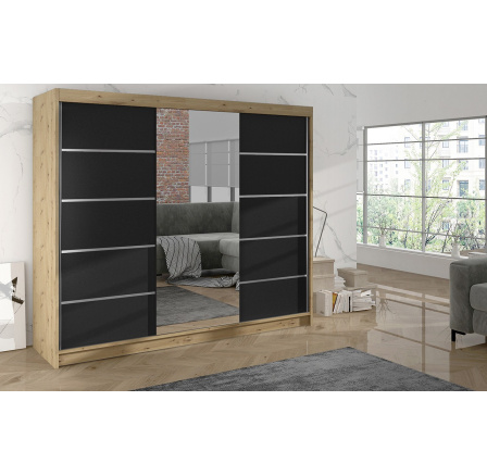 Skříň Debora VI 200 - dub artisan/černá Skříň Debora VI 200 - dub artisan/černá