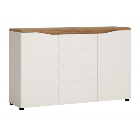 MALAGOS (MALAGA) MAGK04 - KOMODA bílá lesk / dub grandson (W) (K150-Z)