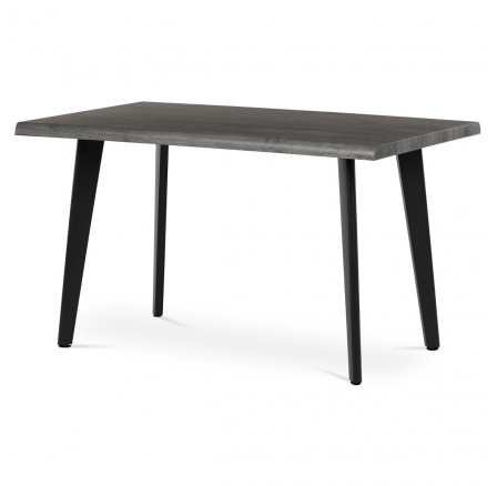 Stůl jídelní, 130x80x75 cm, MDF deska, dekor šedý dub, kov, černý lak