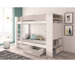 Dvoulůžková patrová postel GARET 180x80 Bílá+Šedá