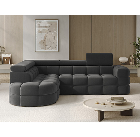Carmenn corner sofa with sleeping function, storage compartment and adjustable headrests, dark grey plush, left-hand side Sola 06 205x126 Left 1 Carmenn corner sofa with sleeping function, storage compartment and adjustable headrests, dark grey plush, left-hand side Sola 06 205x126 Left 1