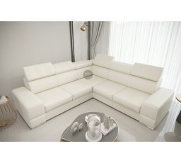 Rohová sedací souprava ROYAL MAX 286×286 - bílá eko kůže , levá