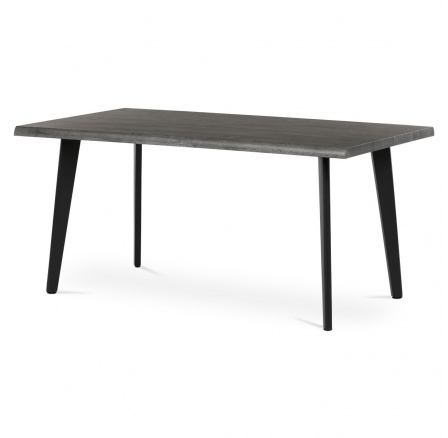 Stůl jídelní, 160x90x75 cm, MDF deska, dekor šedý dub, kov, černý lak