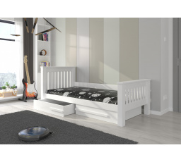 Postel dětská CARMEL 200x90 Bílá+Bílá postel s matrací