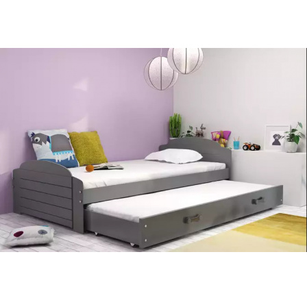 Dětská postel LILI s přistýlkou 90x200 cm, bez matrací, Grafit/Grafit