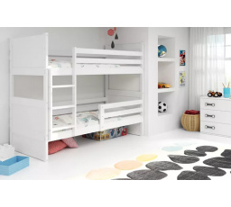 Dětská patrová postel RICO 90x200 cm, včetně matrací, Bílá/Bílá
