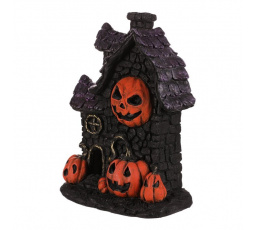 Domeček z magnesia - Halloween, LED osvětl., černý s dýněmi