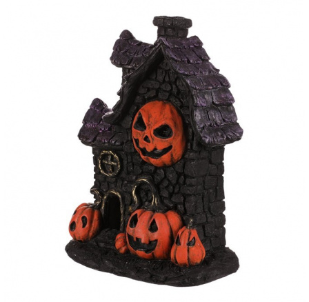 Domeček z magnesia - Halloween, LED osvětl., černý s dýněmi Domeček z magnesia - Halloween, LED osvětl., černý s dýněmi