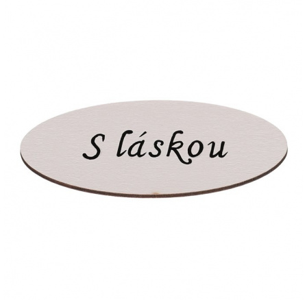Cedulka "S láskou" - dřevo, bílá, v sáčku 12 ks, cena za 1 ks