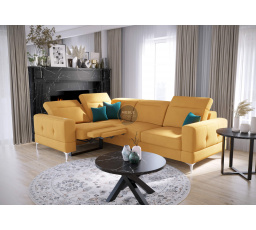 Rohová sedací souprava MALIBU , relax s funkcí spaní 185x250 cm - žlutá , levá