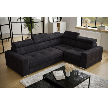 Rohová sedací souprava s funkcí spaní MARGO II 270X197 - černá/modrá , pravá Rohová sedací souprava s funkcí spaní MARGO II 270X197 - černá/modrá , pravá