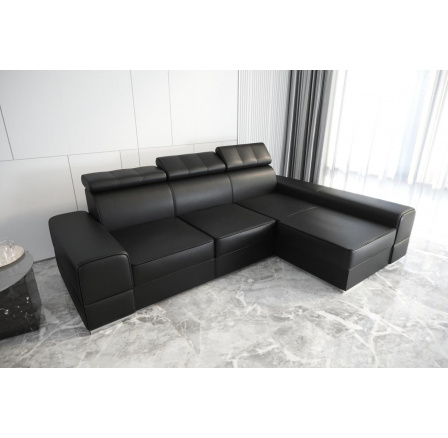 Rohová sedací souprava ROYAL 295×185 - černá eko kůže , pravá Rohová sedací souprava ROYAL 295×185 - černá eko kůže , pravá