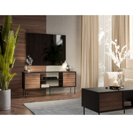 CORTINA TV skříňka 180 EF černá/ořech (1 ks)=1 str. ), s možností instalace krbu - zakoupeného samostatně