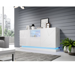 Komoda QIU 2D1K, lesklá bílá/lesklá bílá