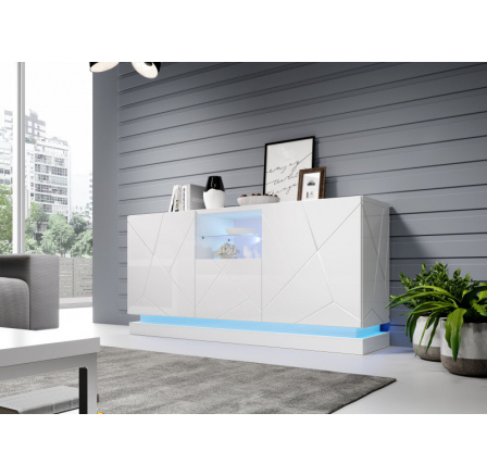 Komoda QIU 2D1K, lesklá bílá/lesklá bílá Komoda QIU 2D1K, lesklá bílá/lesklá bílá