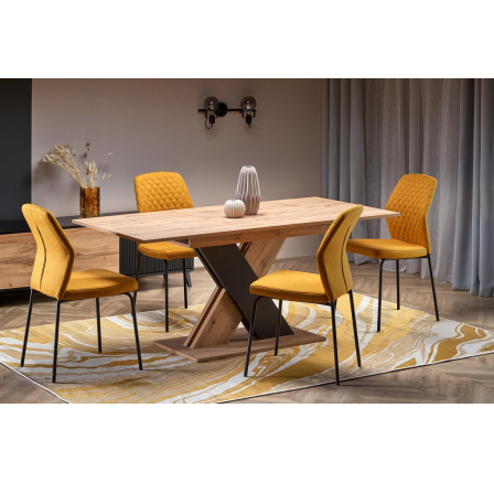 Jídelní stůl XARELTO, Dub Wotan/Černá