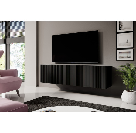 Závěsná TV skříňka Nicole 150 cm - černá / černý mat