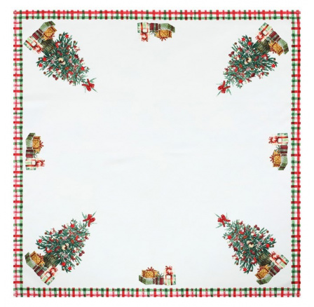 Ubrus - vánoční stromky, 100 % polyester, 80 x 80 cm
