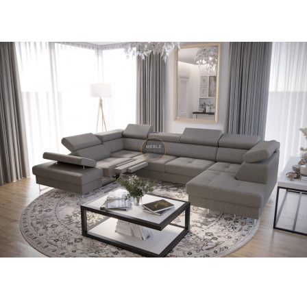 Rohová sedací souprava GALAXY MAX II , relax s funkcí spaní 215x350x170 - šedá , levá