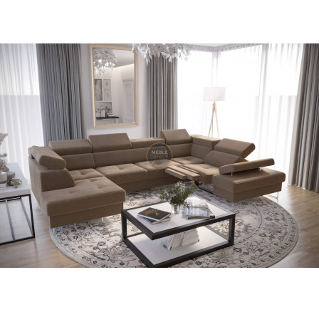 Rohová sedací souprava GALAXY MAX II , relax s funkcí spaní 215x350x170 - béžová, pravá Rohová sedací souprava GALAXY MAX II , relax s funkcí spaní 215x350x170 - béžová, pravá