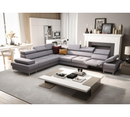 Rohová sedací souprava s funkcí spaní a relaxace GALAXY MAX 350x280 cm - šedá , levá