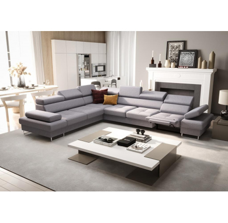 Rohová sedací souprava s funkcí spaní a relaxace GALAXY MAX 350x280 cm - šedá , levá Rohová sedací souprava s funkcí spaní a relaxace GALAXY MAX 350x280 cm - šedá , levá