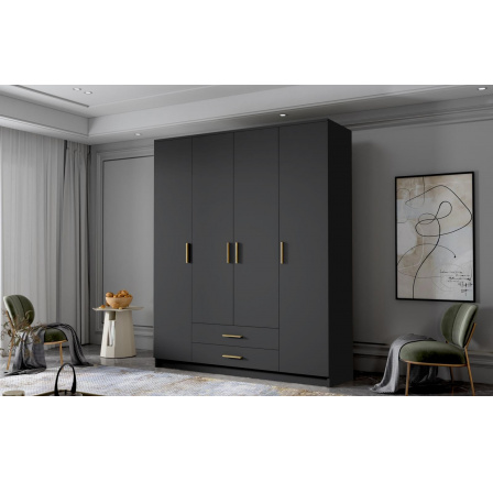 Skříň Arya I 160 - černá/zlaté úchytky