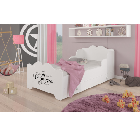 Postel s matrací a zásuvkou XIMENA PRINCESS BLACK 160x80 Bílá