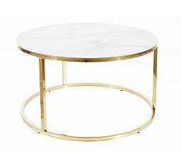 Konferenční stůl SABINE, bílá s efektem mramoru/zlatá