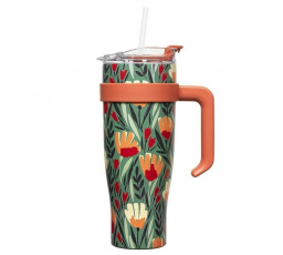 Termohrnek s uchem Fleur 1,2l zelený