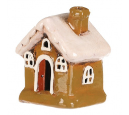 Domeček keramický - LED osvětlení, zelený s bílou střechou