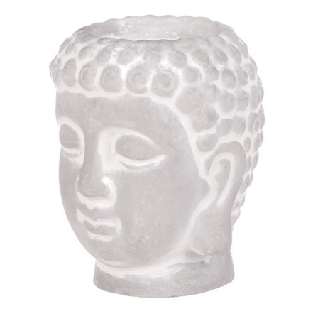 Buddha - betonová hlava, svícen, barva šedá